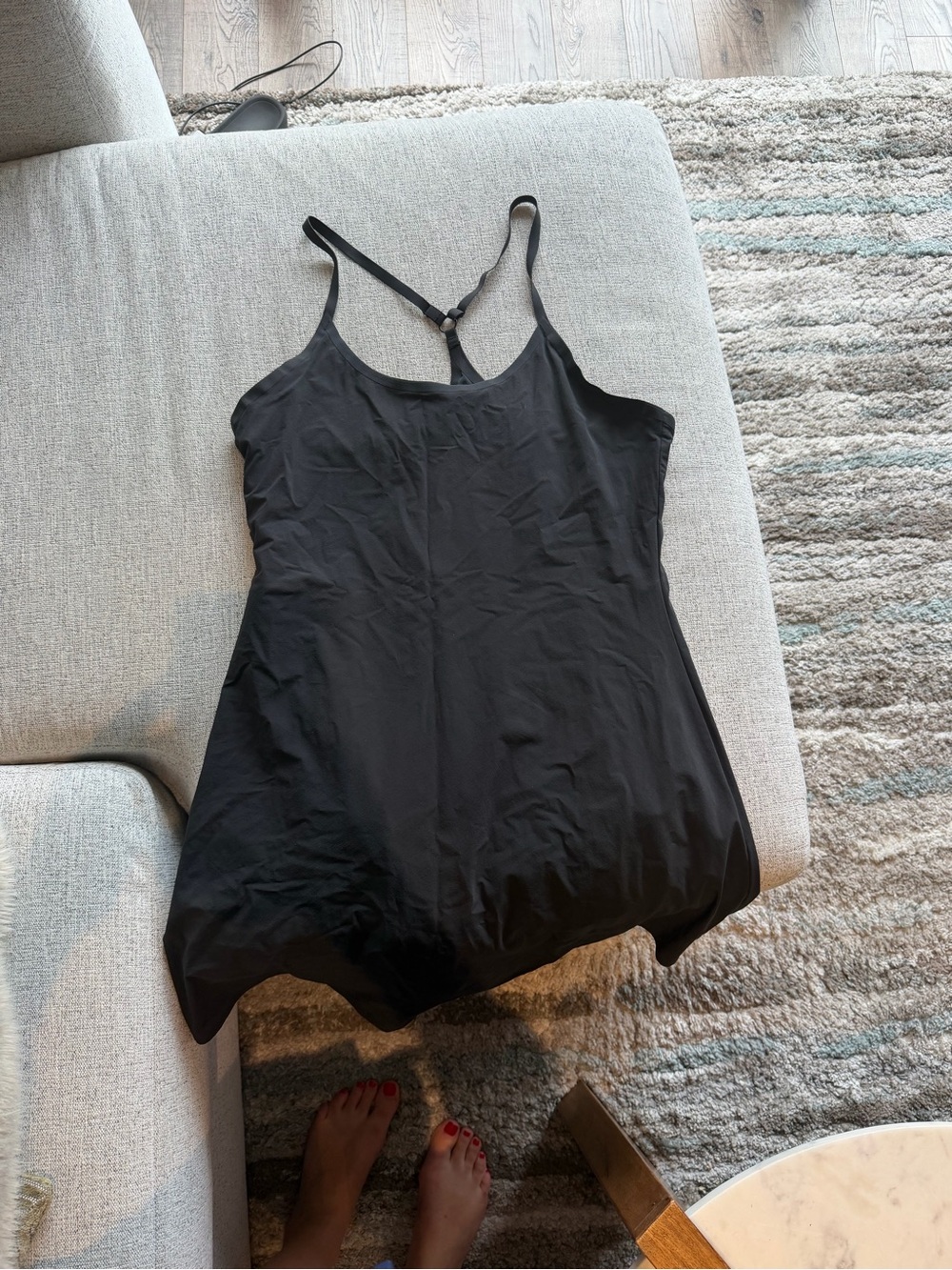 Outdoor Voices Black Scoop Neck Racerback Athletic Dress